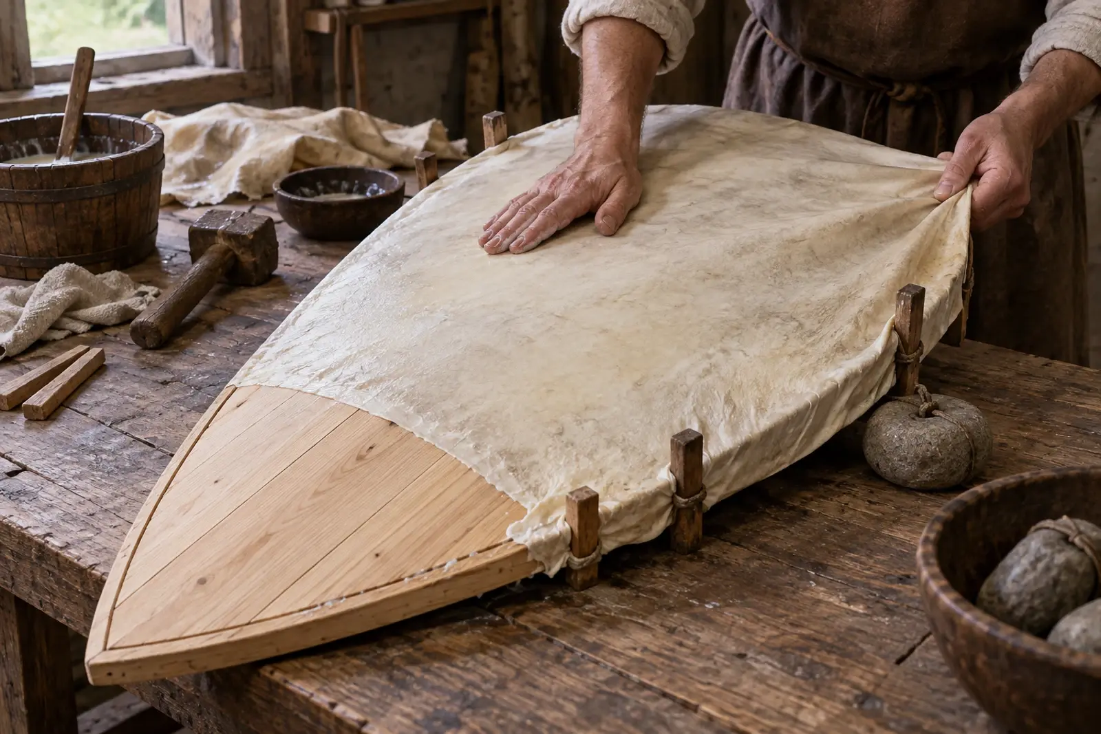 What Covered Medieval Shield Wooden Cores?
